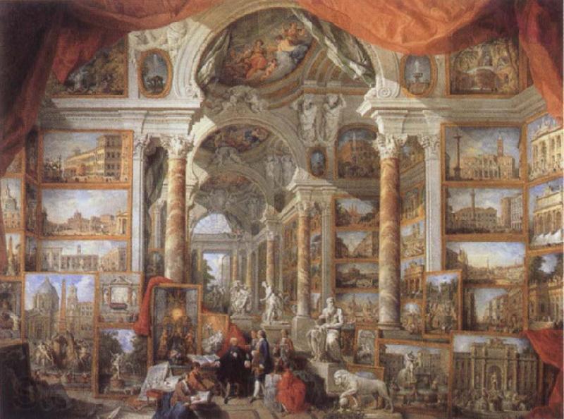 Giovanni Paolo Pannini Picture Gallery with views of Modern Rome Spain oil painting art